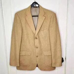 Vintage Orvis Jacket Mens 42L Sport Coat Blazer Camel Wool Made USA Tan